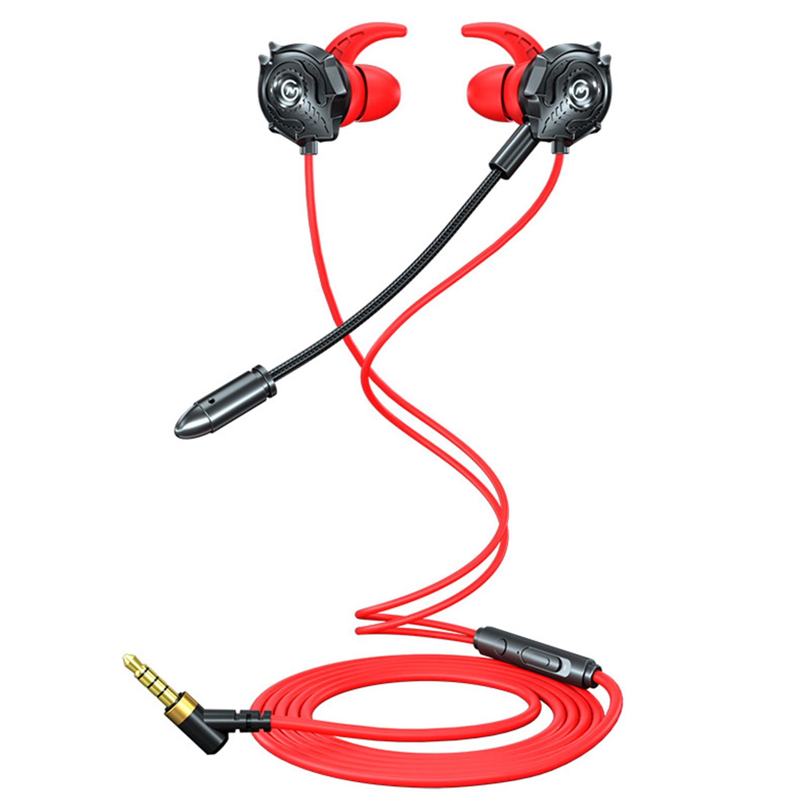 G500 į ausį įdedamos stereo garso mikrofono L formos laidinės žaidimų ausinės su mikrofonu planšetiniams kompiuteriams_voghion.com
