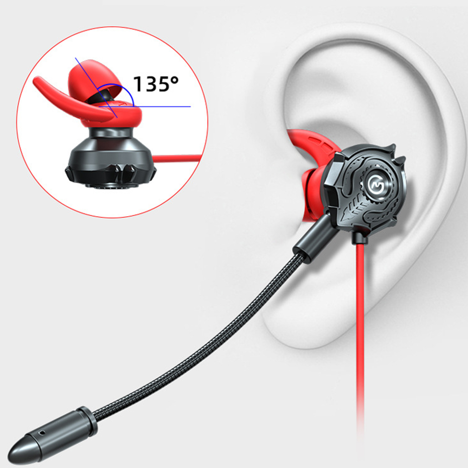 G500 į ausį įdedamos stereo garso mikrofono L formos laidinės žaidimų ausinės su mikrofonu planšetiniams kompiuteriams_voghion.com