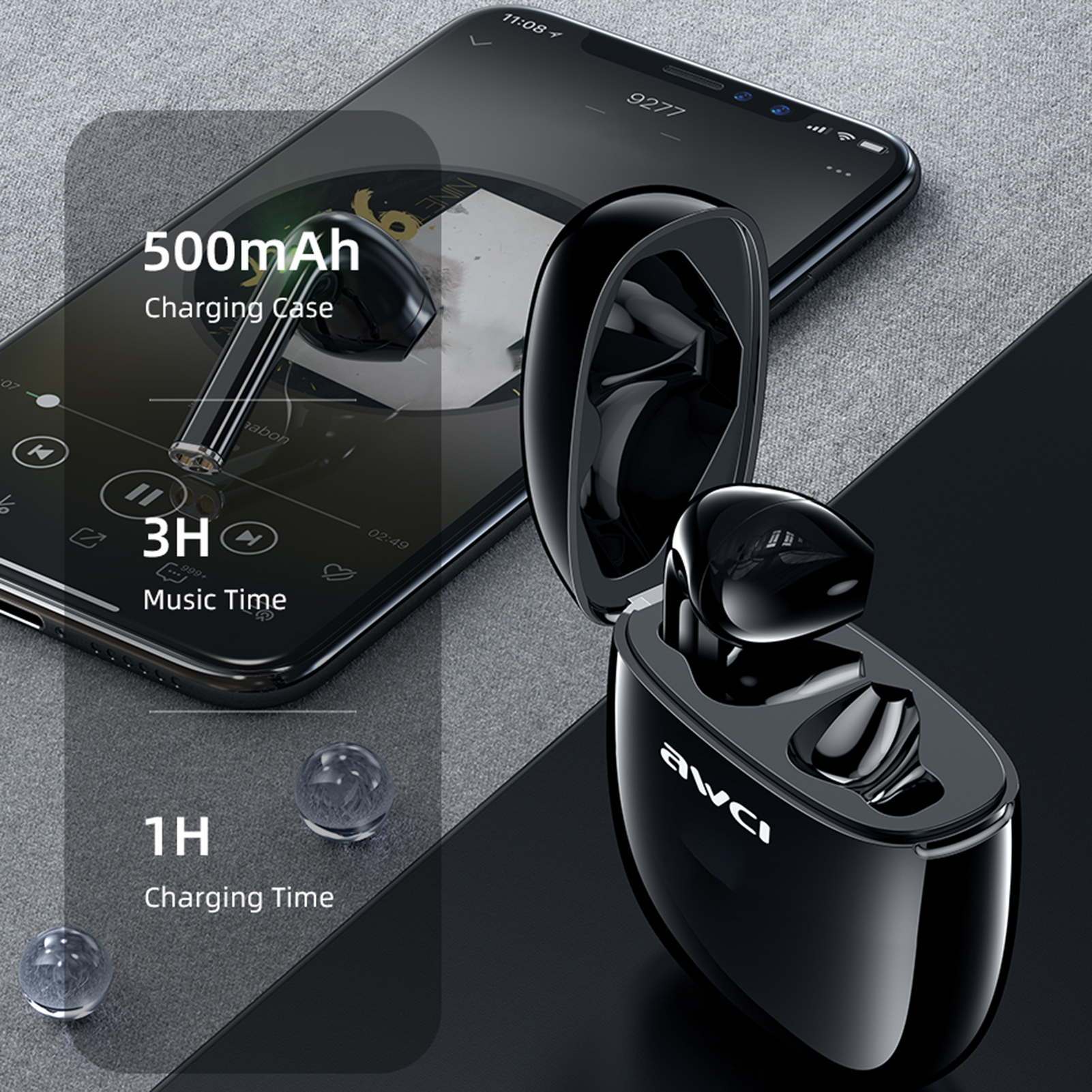 AWEI Auricolari compatibili con Bluetooth In-ear Hifi Sound Quality Mini True Wireless Stereo Sport V5.0 Auricolari_voghion.com