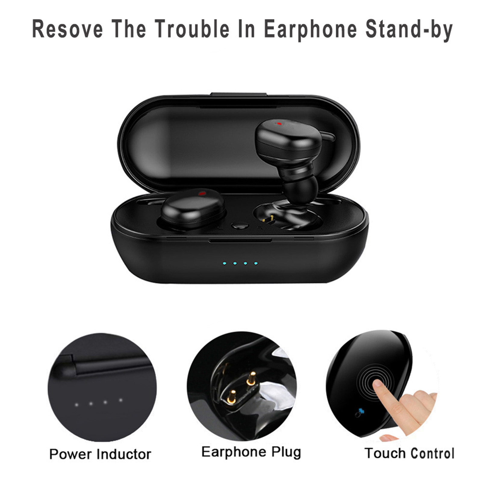 1 pāris Y30 bezvadu austiņu, uzlādējamas, augstas skaidrības, skārienvadības, mini, ar Bluetooth saderīgas, 5.0 stereo austiņas_voghion.com