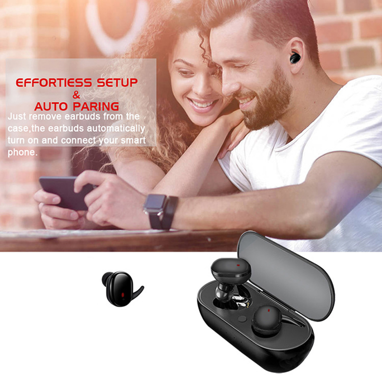 1 pāris Y30 bezvadu austiņu, uzlādējamas, augstas skaidrības, skārienvadības, mini, ar Bluetooth saderīgas, 5.0 stereo austiņas_voghion.com