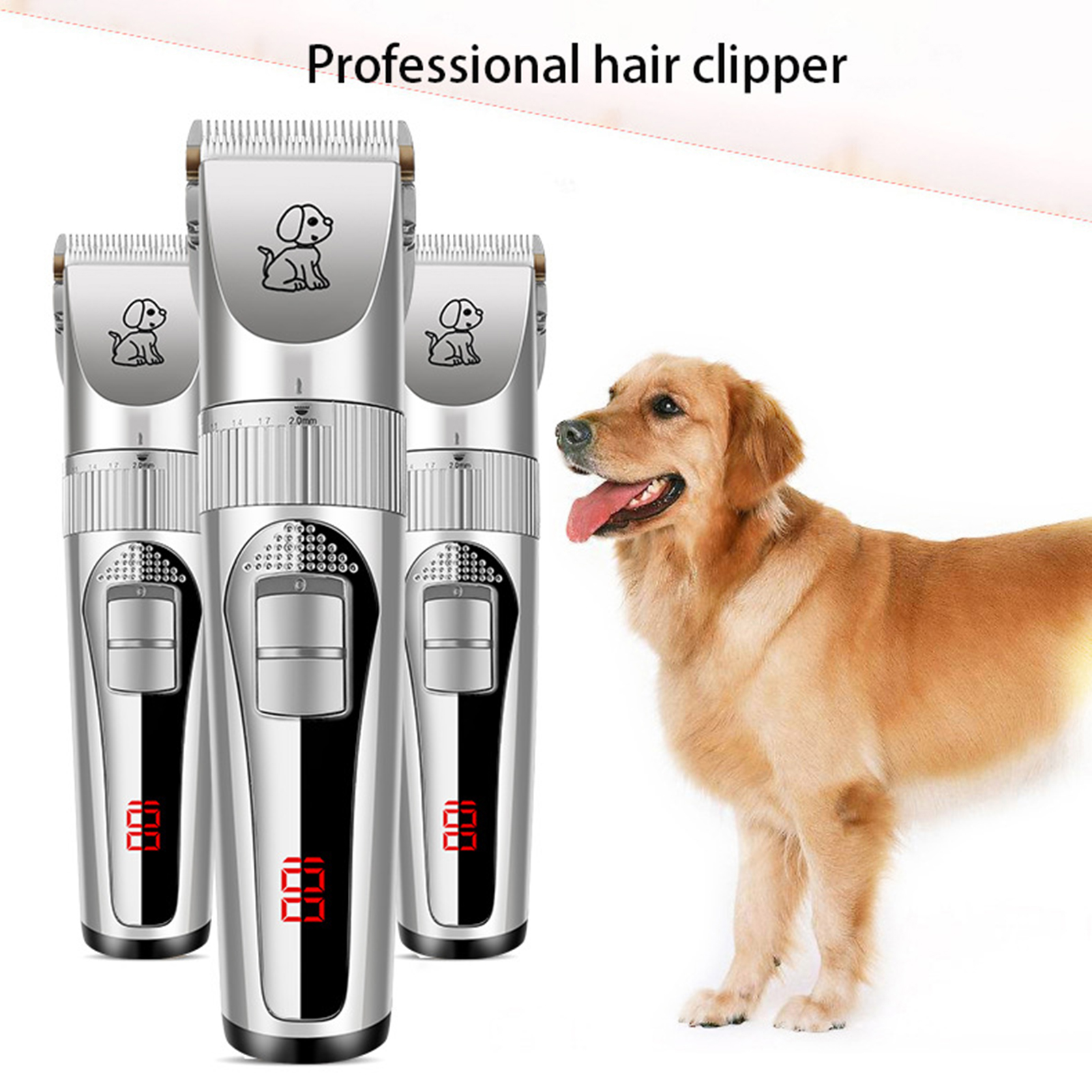 Digital Pet Hair Clipper Strong Power 1200mAh USB Rechargeable Pet Electric Clipper For Pet_voghion.com