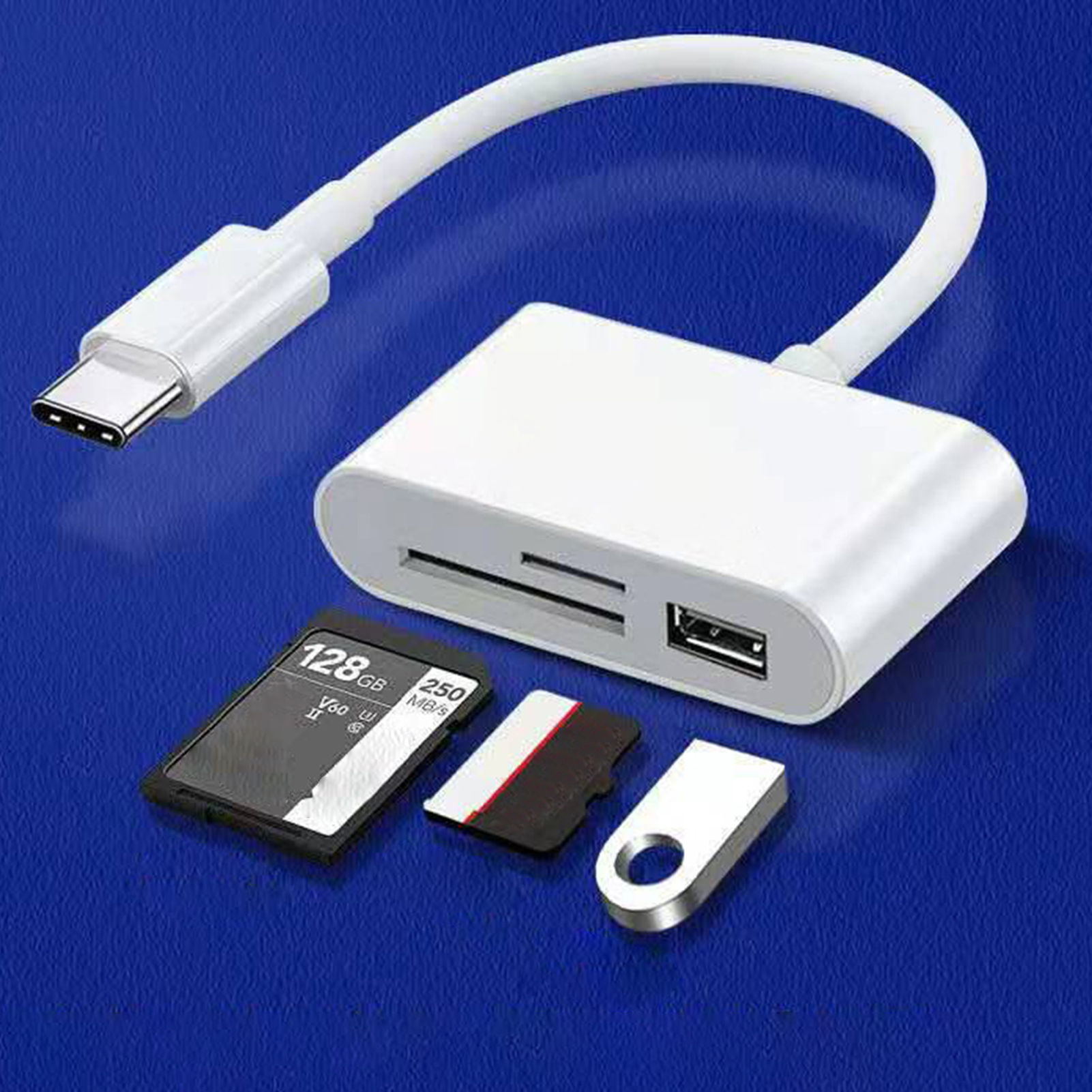 3-in-1 Multifunctional USB 2.0/Type-C U Disk TF Card Reader OTG Adapter for Mobile Phone_voghion.com