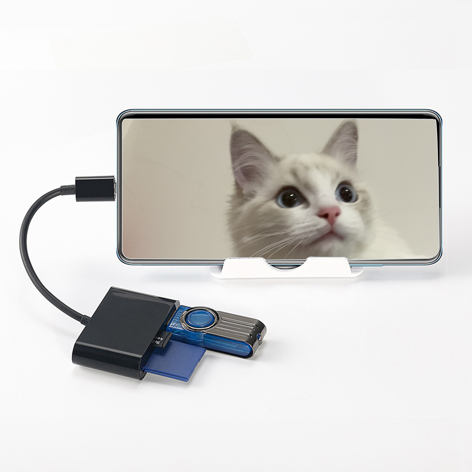 3-in-1 Multifunctional USB 2.0/Type-C U Disk TF Card Reader OTG Adapter for Mobile Phone_voghion.com