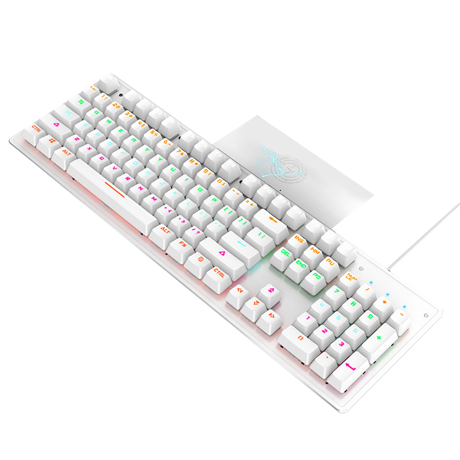 Farfi K118 Wired Quick Response Phone Wireless Charging 104 Key Caps Gaming Blue Axis Mechanical Keyboard for Desktop_voghion.com