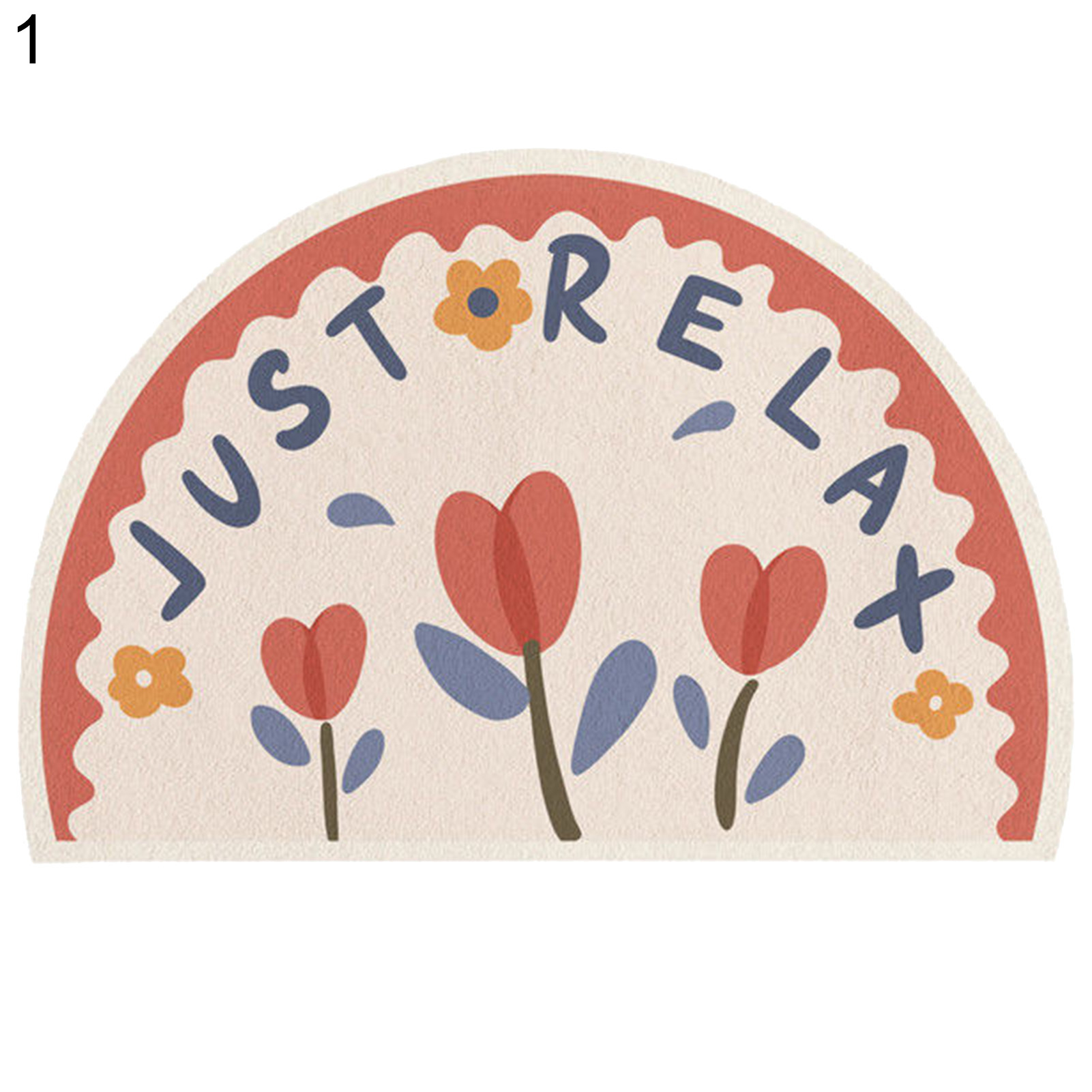 Sijiali Door Mat Flower Letter Pattern Slip-Resistant Imitated Cashmere Semi Circle Floor Cushion Home Decor_voghion.com