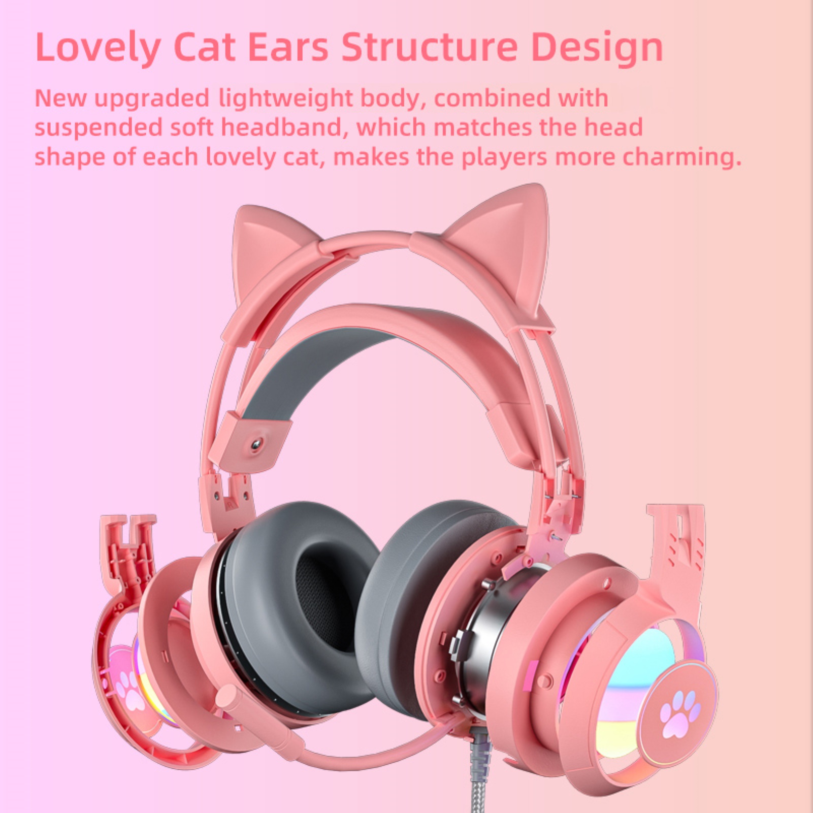 SY-G25 casque filaire réduction du bruit sensible oreilles de chat détachables 3.5mm USB casque de jeu omnidirectionnel pour ordinateur portable_voghion.com