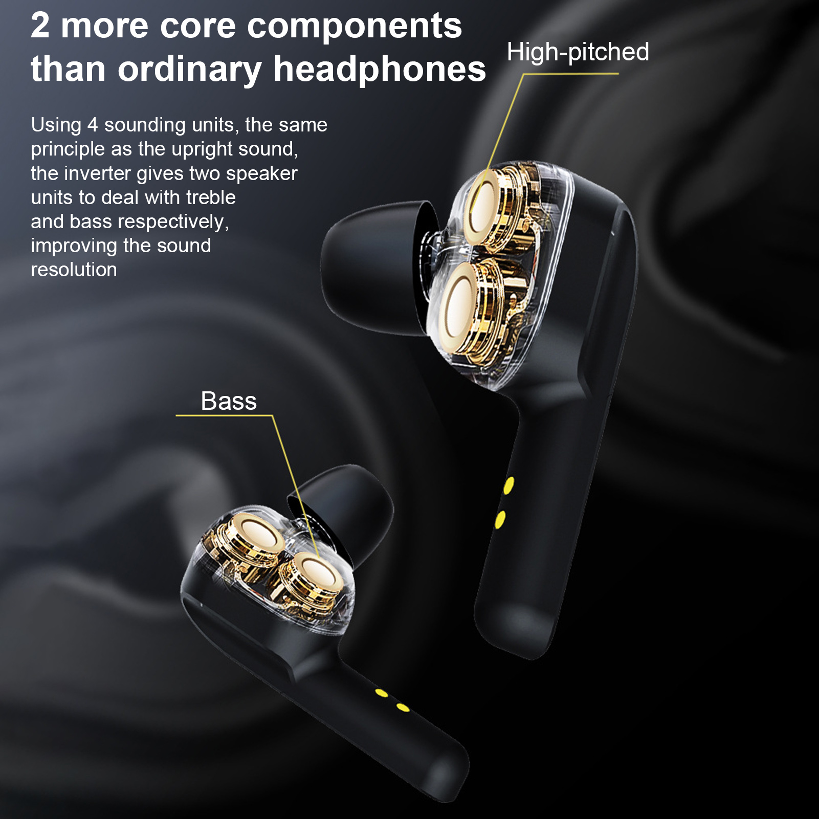 Căști Bluetooth cu bobină mobilă dublă, patru difuzoare, apel clar, transmisie stabilă, bas, muzică dinamică, telefon mobil_voghion.com
