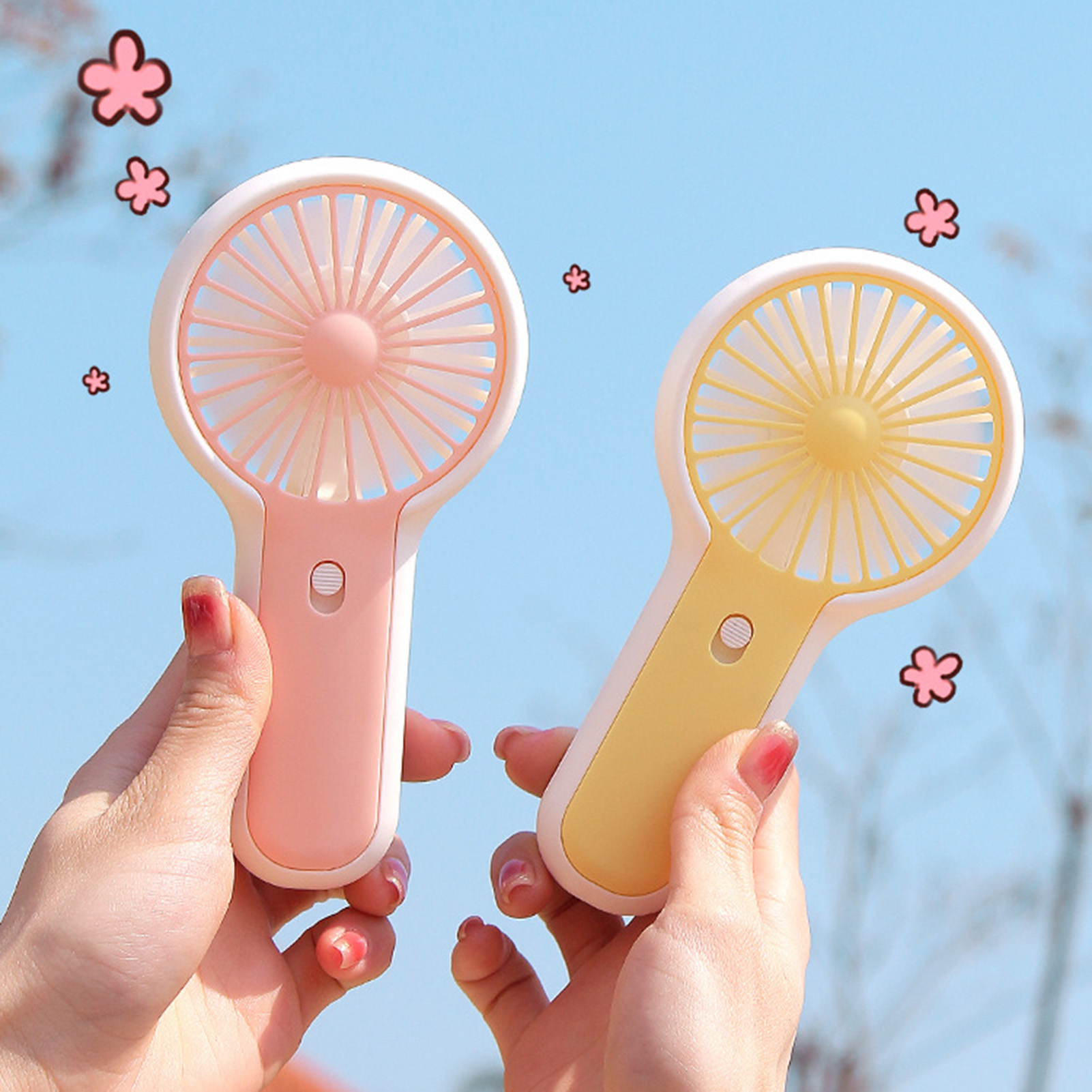 Ruixingst Handheld Fan with Phone Holder Push Button Hands Free Desktop Mini USB Fan Rechargeable Portable Hand Fan Outdoor_voghion.com