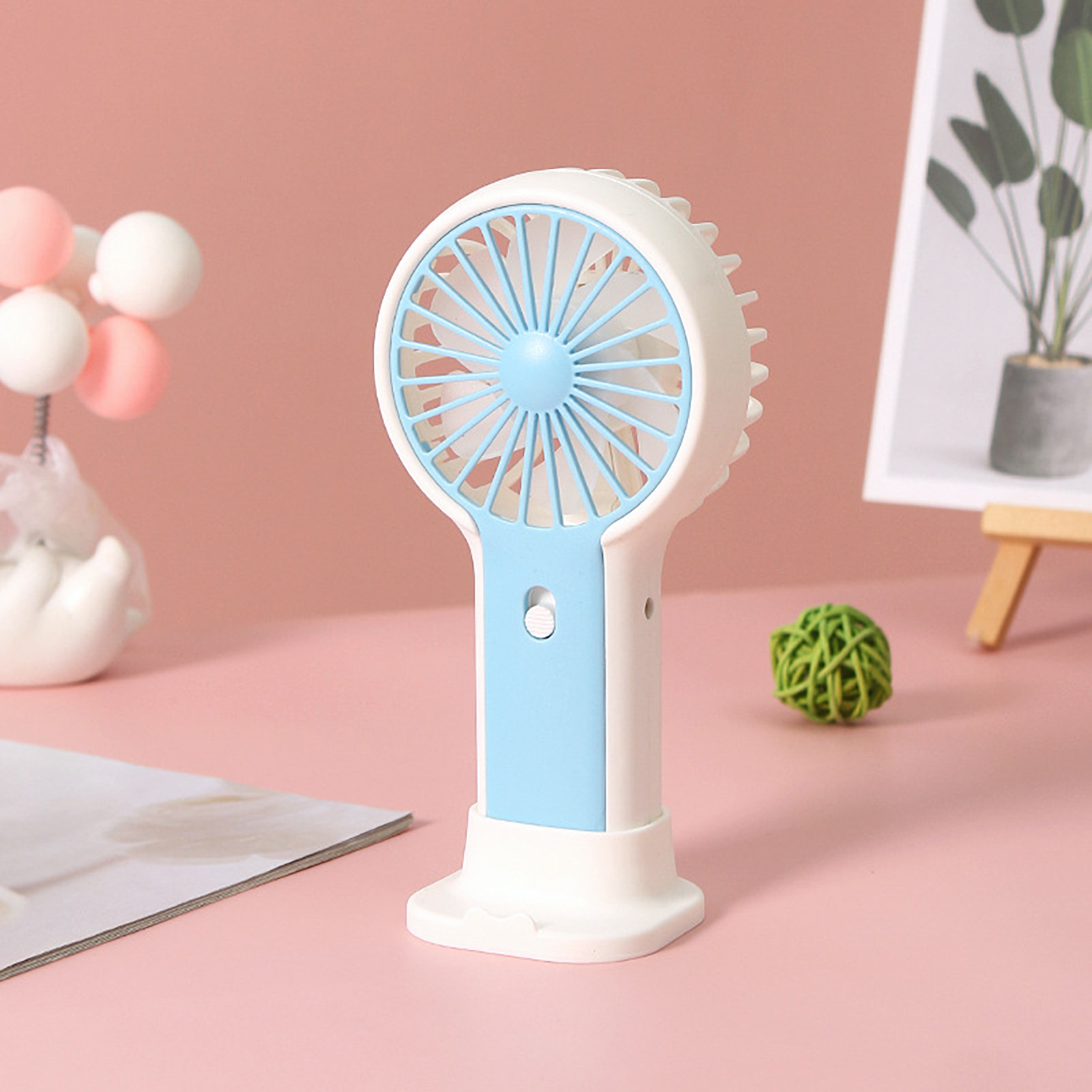 Ruixingst Handheld Fan with Phone Holder Push Button Hands Free Desktop Mini USB Fan Rechargeable Portable Hand Fan Outdoor_voghion.com